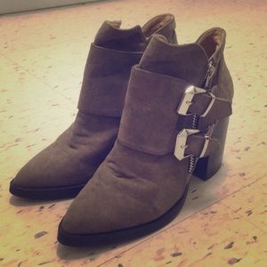 Buckled Faux Suede Booties
